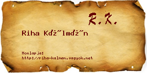 Riha Kálmán névjegykártya